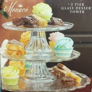 Three tier glass dessert tower